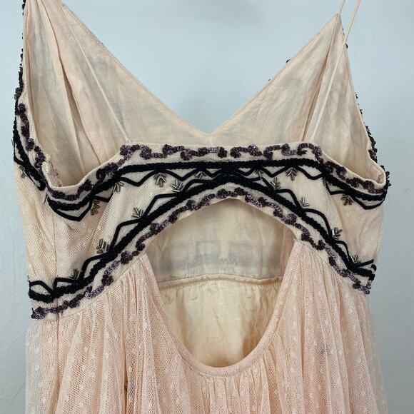 Free People Wildflower Embellished Maxi Dress - Nude - Size 0 - Picture 7 of 12
